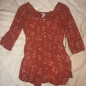 Coral Patterned Romper
